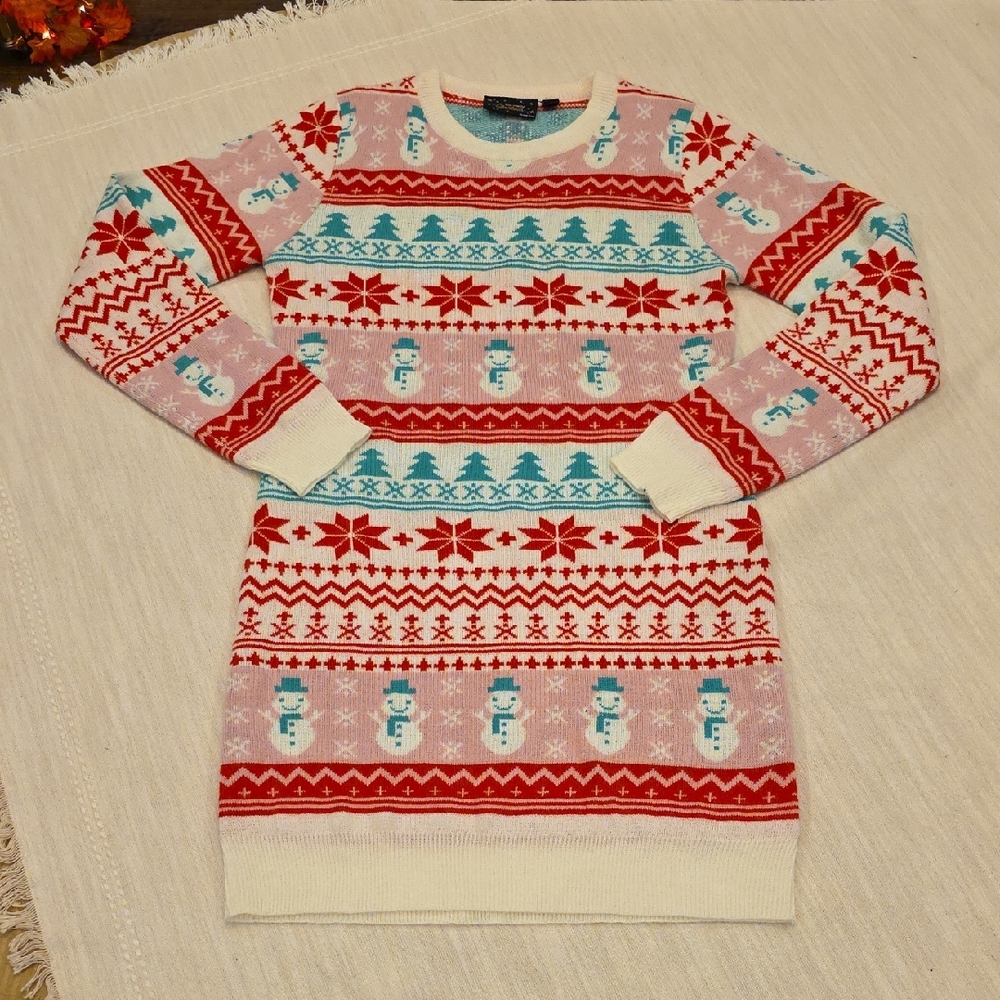 Brave Soul Red and Cream Long Sleeve Dress